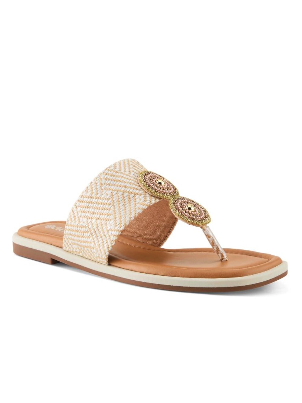 NWT Patrizia by Spring Step Women's Beaded Raffia Kahli Thong Sandals Size 8.5